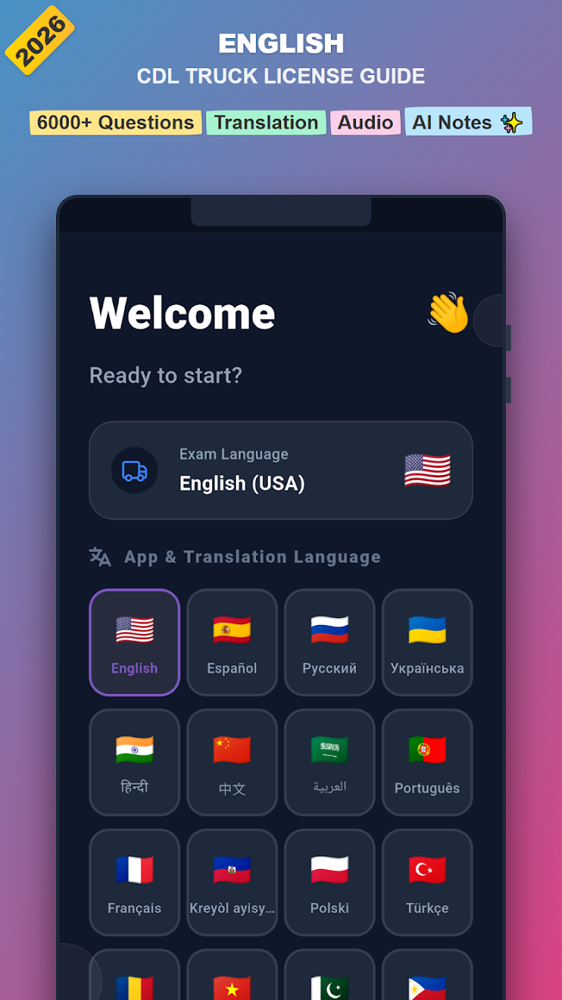 CDL permit preparation app screen 1