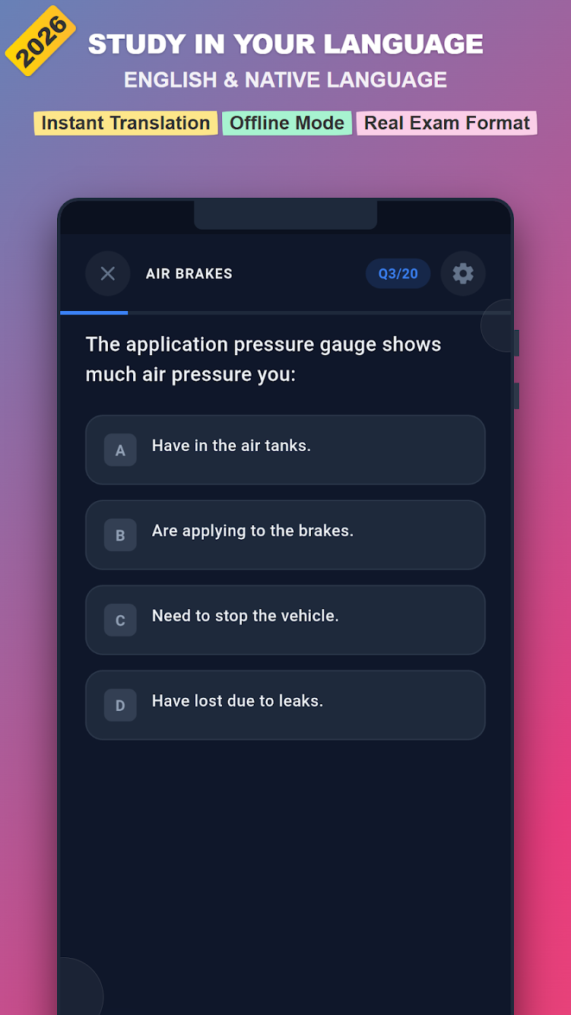 CDL permit preparation app screen 2