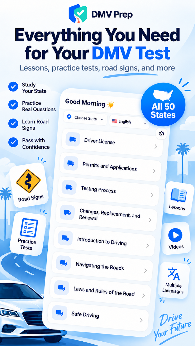 DMV permit preparation app screen 1